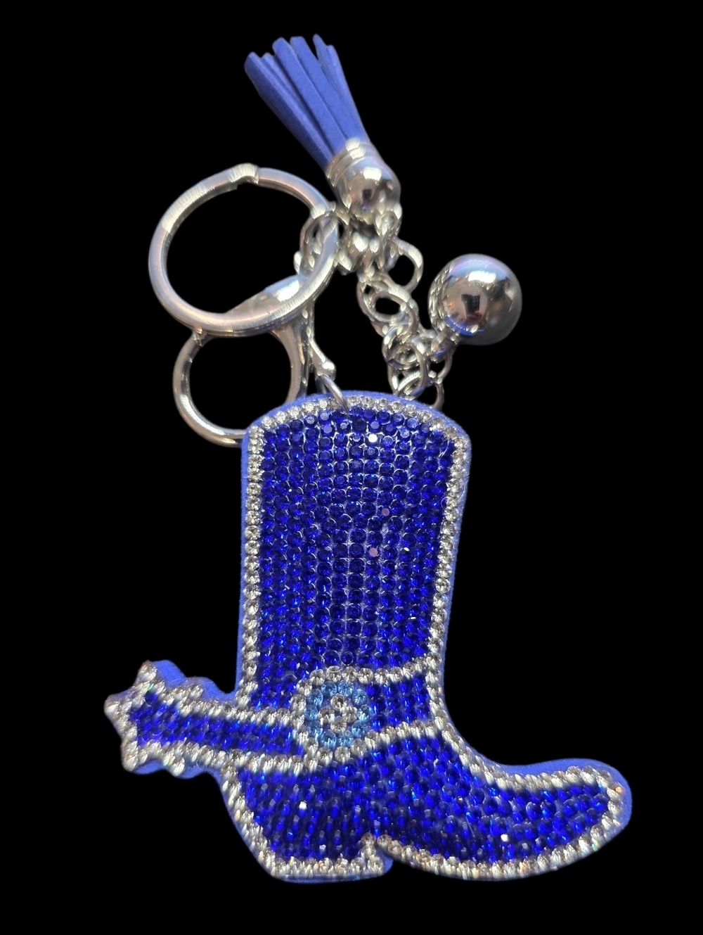 Blue Rhinestone Boot Bag Charm Keychain